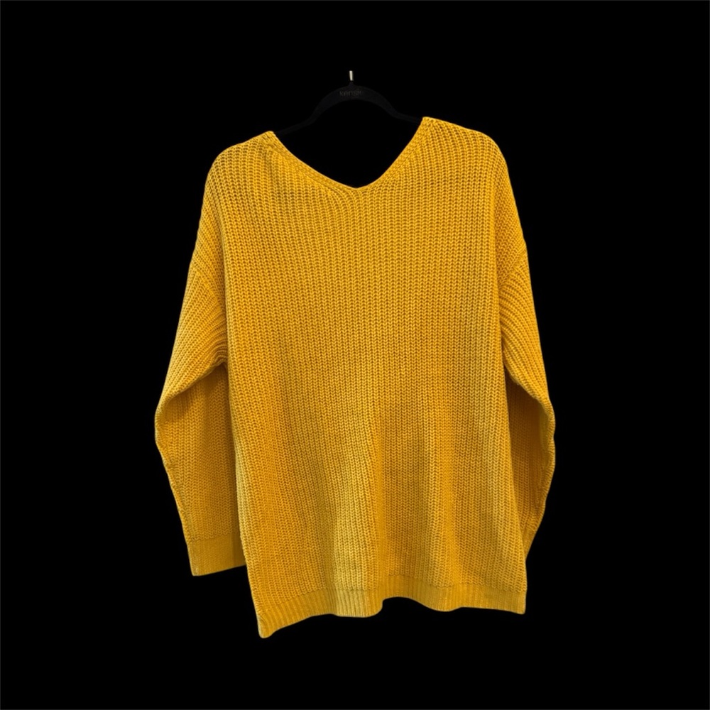 Yellow V-Neck Women's Sweater 2x